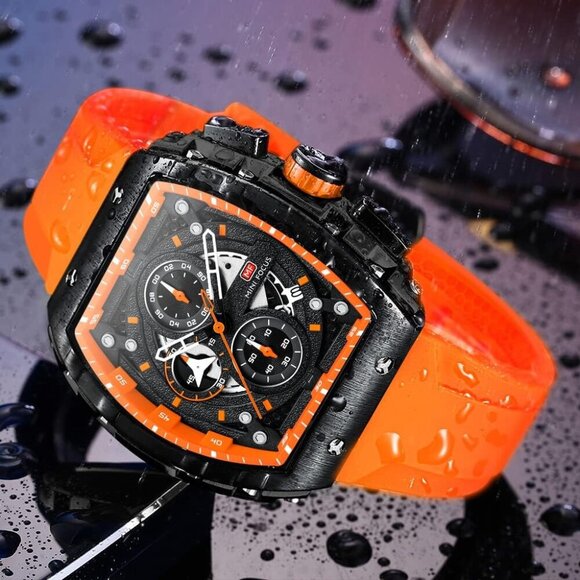 AIMES Orange Men Fashion Wristwatch Large Dial Luminous Waterproof Silicon Strap - Picture 2 of 7